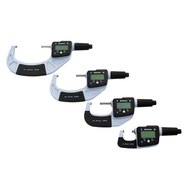 bowers 0 100mm digital micrometer set ip67 bluetooth