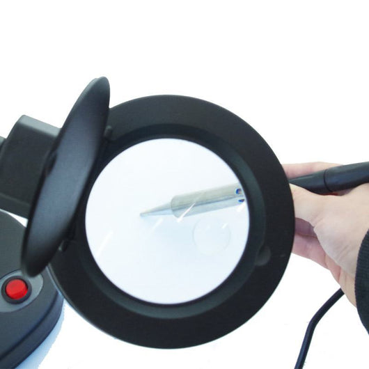 aoyue 927 desktop magnifying led lamp black with fully adjustable gooseneck