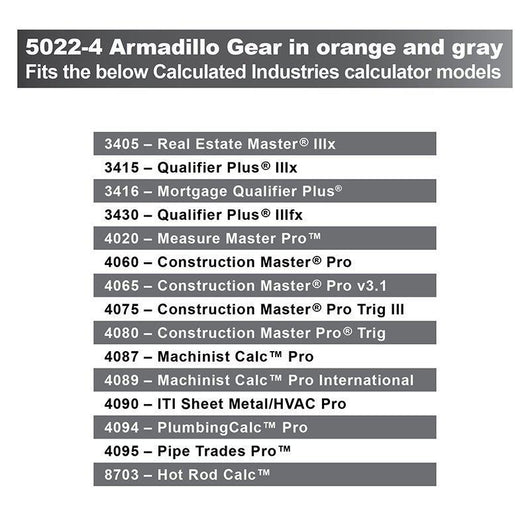 calculated industries 5022 2 armadillo gear hard protective case in orange and gray