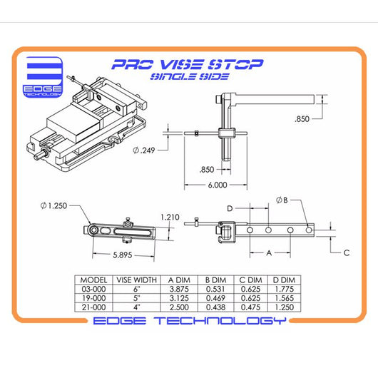 edge technology single pro stop 6 inch vice stop