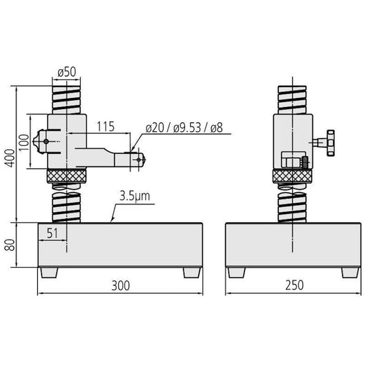 mitutoyo gauge stand with granite base 250x300mm 215 156 10
