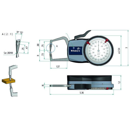 mitutoyo external dial caliper 0 0 4 0 0002 209 450