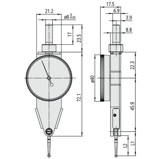 mitutoyo universal lever dial test indicator 0 8mm with clamp
