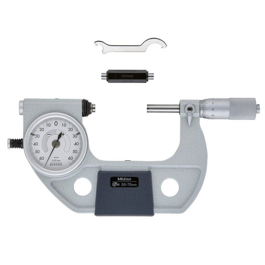 mitutoyo indicating micrometer with button left 50 75mm 510 123