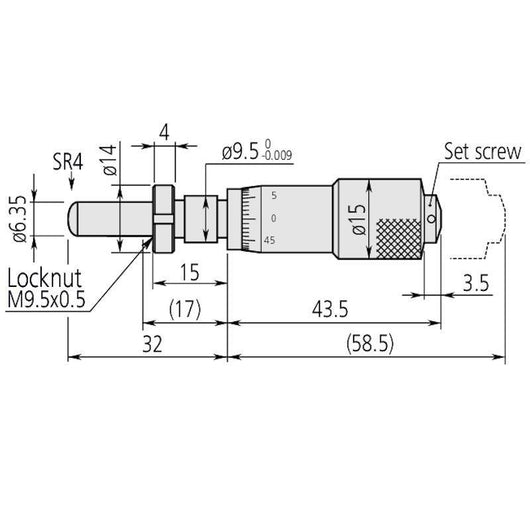 mitutoyo 149 802 series 149 carbide tipped micrometer head 0 15mm