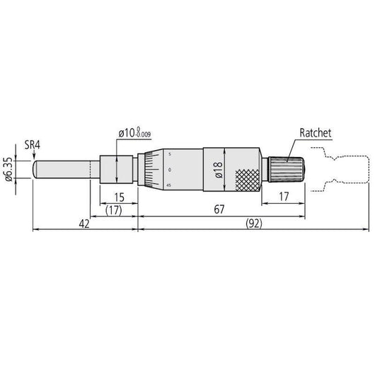 mitutoyo micrometer head 150 801 medium sized standard 0 25mm spherical spindle
