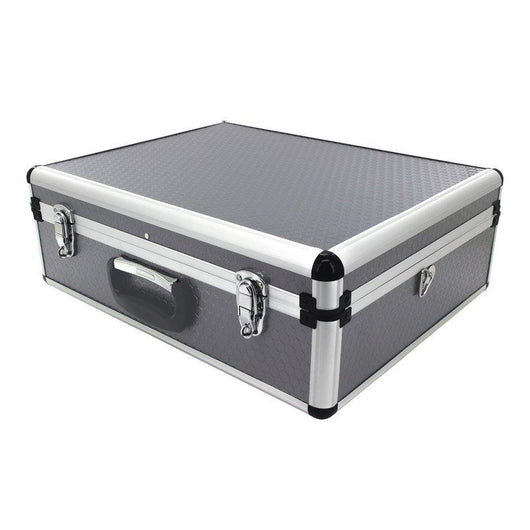 grey toolbox flight case with tool tray and internal dividers l460 x w360 x h160mm