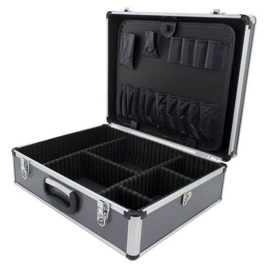 grey toolbox flight case with tool tray and internal dividers l460 x w360 x h160mm