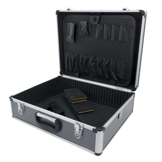 grey toolbox flight case with tool tray and internal dividers l460 x w360 x h160mm