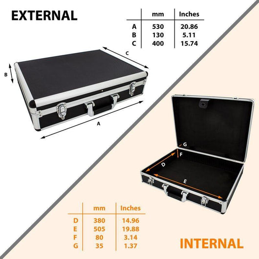 roc cases black case l530 x w400 x h130mm with compartment dividers and tool panel